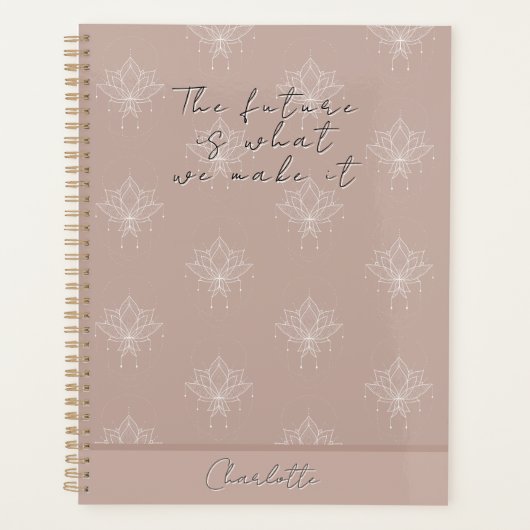 Elegante Roze  Bloemen Lotus Future Quote Planner (Voorkant)