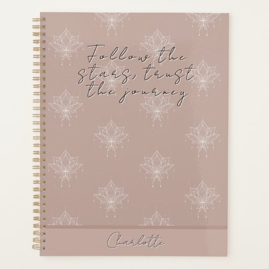 Elegante Roze Bloemen Lotus Volg de Sterren Planner (Voorkant)