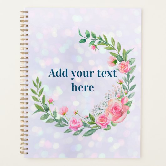 Elegante Roze Bloemen met Blos Planner (Voorkant)