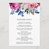 Elegante Roze Bloemen Moderne bruiloft programma Programmakaart (Achterkant)