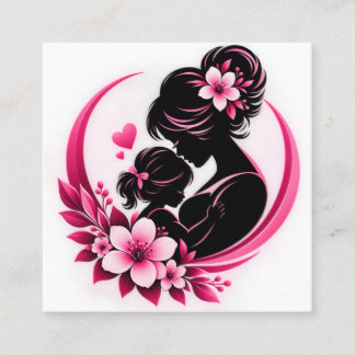 Elegante Roze Bloemen Moederschap Liefde Vrouwen Vierkante Visitekaartje