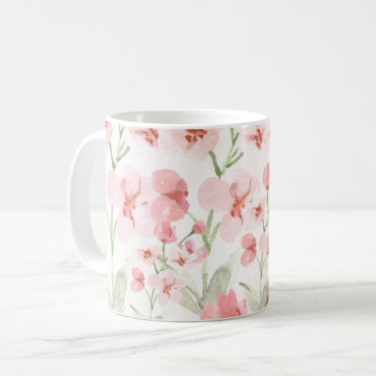 Elegante roze bloemen Mok (Voorkant links)