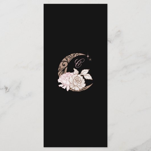 Elegante roze bloemen Moon Stars Tiara Quinceañera Menu (Achterkant)