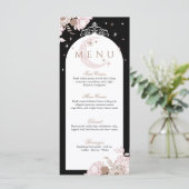 Elegante roze bloemen Moon Stars Tiara Quinceañera Menu (Staand voorkant)