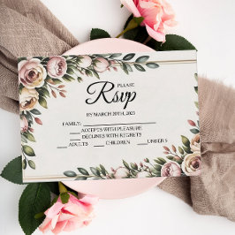 Elegante roze bloemen ontwerper RSVP kaarten