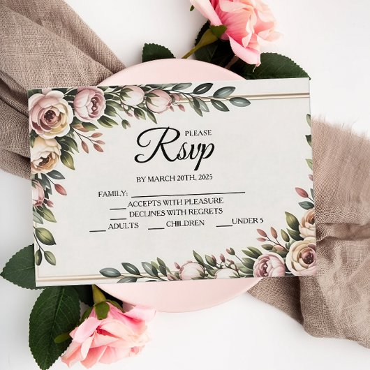 Elegante roze bloemen ontwerper RSVP kaarten