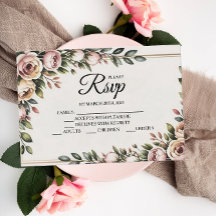 Elegante roze bloemen ontwerper RSVP kaarten