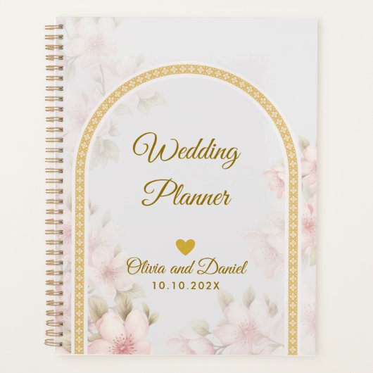 Elegante Roze Bloemen Organizer Trouw (Voorkant)