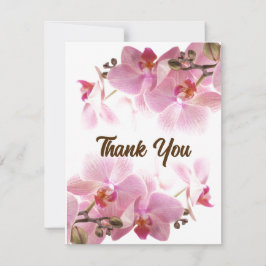 Elegante roze bloemen plat dank u sympathie kaart