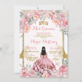Elegante Roze Bloemen Prinses Butterfly Quinceañer Kaart (Voorkant)