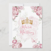 Elegante Roze Bloemen Prinses Vlinder Mis Quince Kaart (Achterkant)