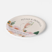 Elegante Roze Bloemen Prosecco Bruidsdouche Papieren Bordje (Gekanteld)