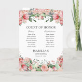 Elegante roze bloemen Quince Princess Padrinos Eve Programma (Achterkant)