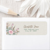 Elegante roze bloemen retour adreslabels etiket (Insitu)