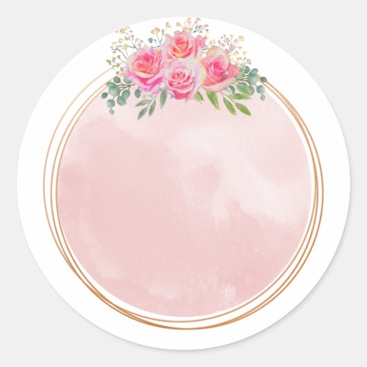 Elegante Roze Bloemen ' Ronde Sticker (Voorkant)