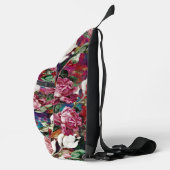 Elegante roze bloemen rood patroon monogram bedruk sling bag (Rechts)