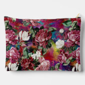 Elegante roze bloemen rood patroon monogram etui (Achterkant)