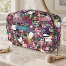 Elegante roze bloemen rood patroon monogram