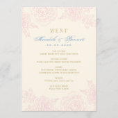 Elegante Roze Bloemen Roos Border Wedding Menu (Voorkant)