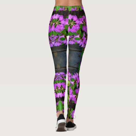 Elegante roze bloemen roze azalea's roze bloemen leggings (Achterkant)
