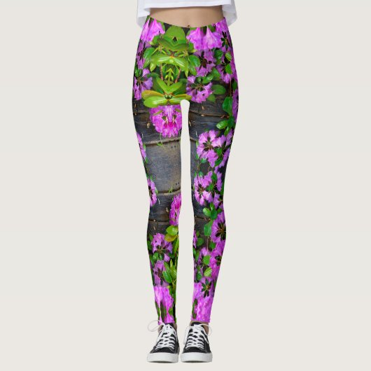 Elegante roze bloemen roze azalea's roze bloemen leggings (Voorkant)