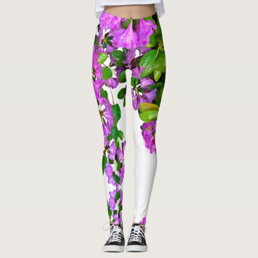 Elegante roze bloemen roze azalea's roze bloemen leggings (Voorkant)