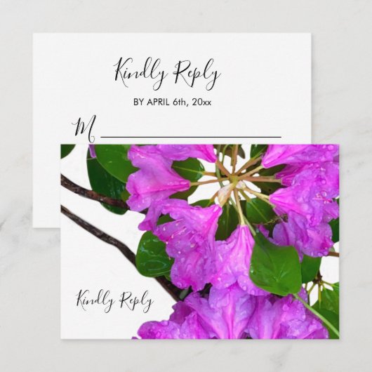 Elegante roze bloemen roze azalea's roze bloemen RSVP kaartje (Voorkant / Achterkant)