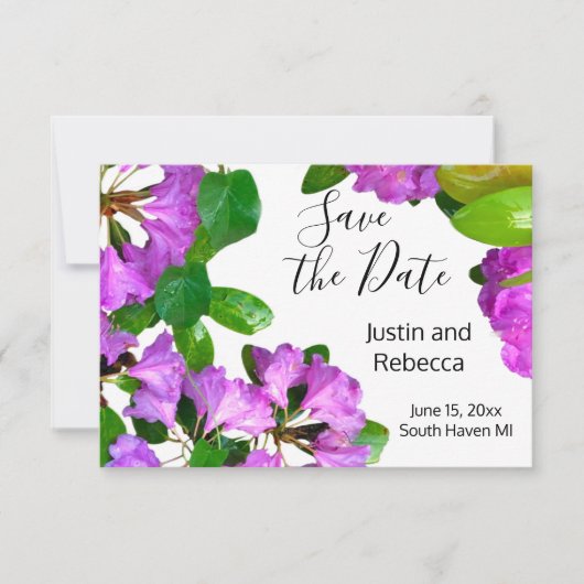 Elegante roze bloemen roze azalea's roze bloemen save the date (Voorkant)