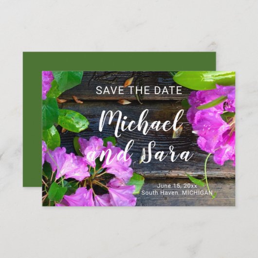 Elegante roze bloemen roze azalea's roze bloemen save the date (Voorkant / Achterkant)