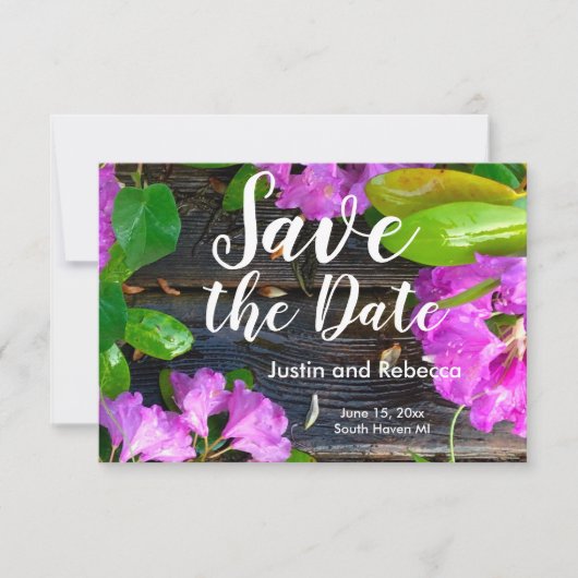 Elegante roze bloemen roze azalea's roze bloemen save the date (Voorkant)