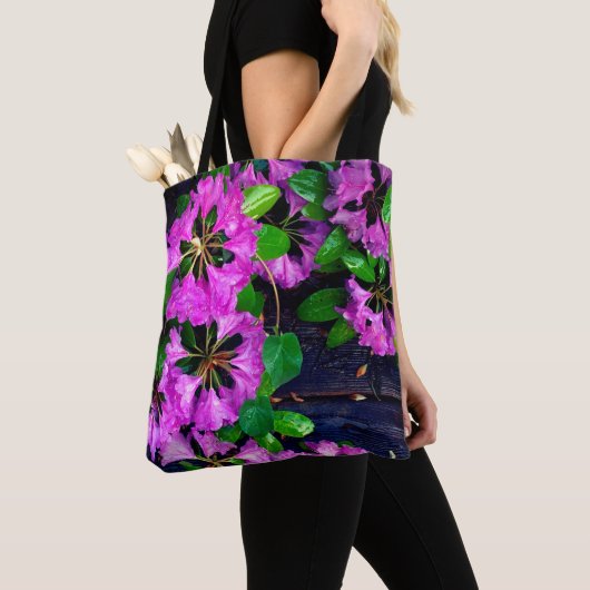 Elegante roze bloemen roze azalea's roze bloemen tote bag (Dichtbij)