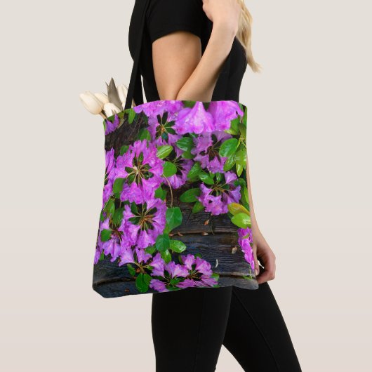 Elegante roze bloemen roze azalea's roze bloemen tote bag (Dichtbij)