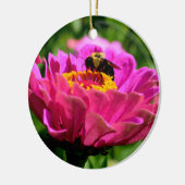 Elegante roze bloemen roze bloem schattige hommel  keramisch ornament (Links)