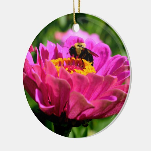 Elegante roze bloemen roze bloem schattige hommel  keramisch ornament (Links)