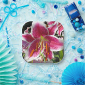 Elegante roze bloemen roze bloem tropische bloem papieren bordje (Feest)