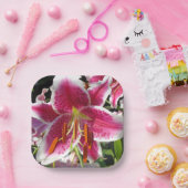 Elegante roze bloemen roze bloem tropische bloem papieren bordje (Feest)