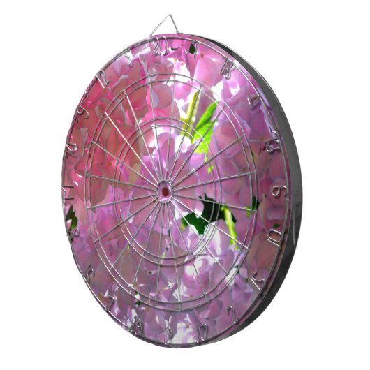 Elegante roze bloemen roze bloemenroze hortensia's dartbord (Voorkant Rechts)