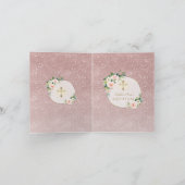 Elegante roze bloemen Roze goud glinsterende Doop Feestdagen Kaart (Binnen)