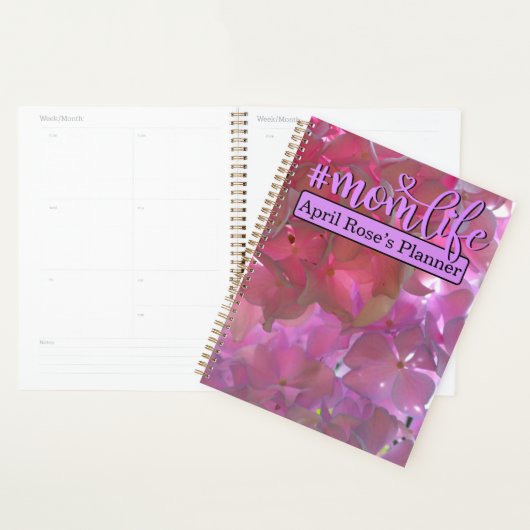 Elegante roze bloemen roze hortensia's planner (Display)