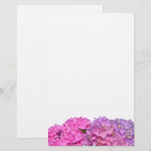 Elegante roze bloemen roze hydraea briefpapier (Voorkant / Achterkant)
