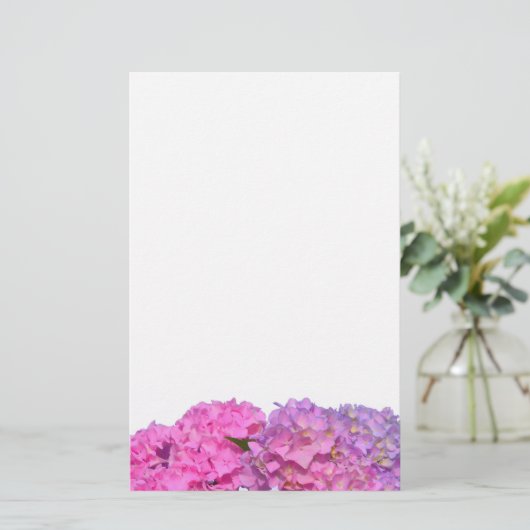 Elegante roze bloemen roze hydraea briefpapier (Staand voorkant)