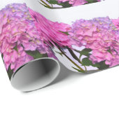 Elegante roze bloemen roze hydraea cadeaupapier (Rol Hoek)