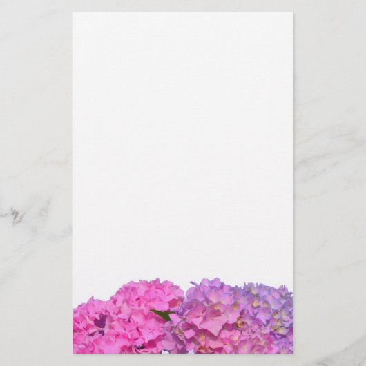 Elegante roze bloemen roze hydraeas briefpapier (Voorkant)