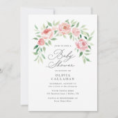 Elegante Roze Bloemen Rozen Pioenenboog Baby showe Kaart (Voorkant)