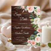 Elegante Roze Bloemen Save the Date Kaart