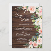 Elegante Roze Bloemen Save the Date Kaart (Voorkant)