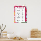 Elegante roze Bloemen Schoonheidssalon Menu Poster (Keuken)