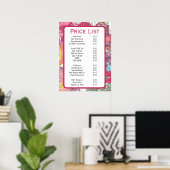 Elegante roze Bloemen Schoonheidssalon Menu Poster (Thuiskantoor)