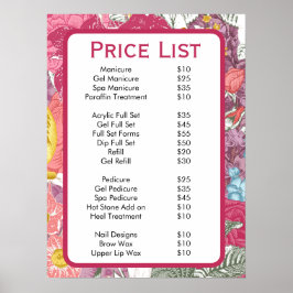 Elegante roze Bloemen Schoonheidssalon Menu Poster