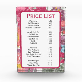Elegante roze Bloemen Schoonheidssalon Menu Poster Fotoblokken